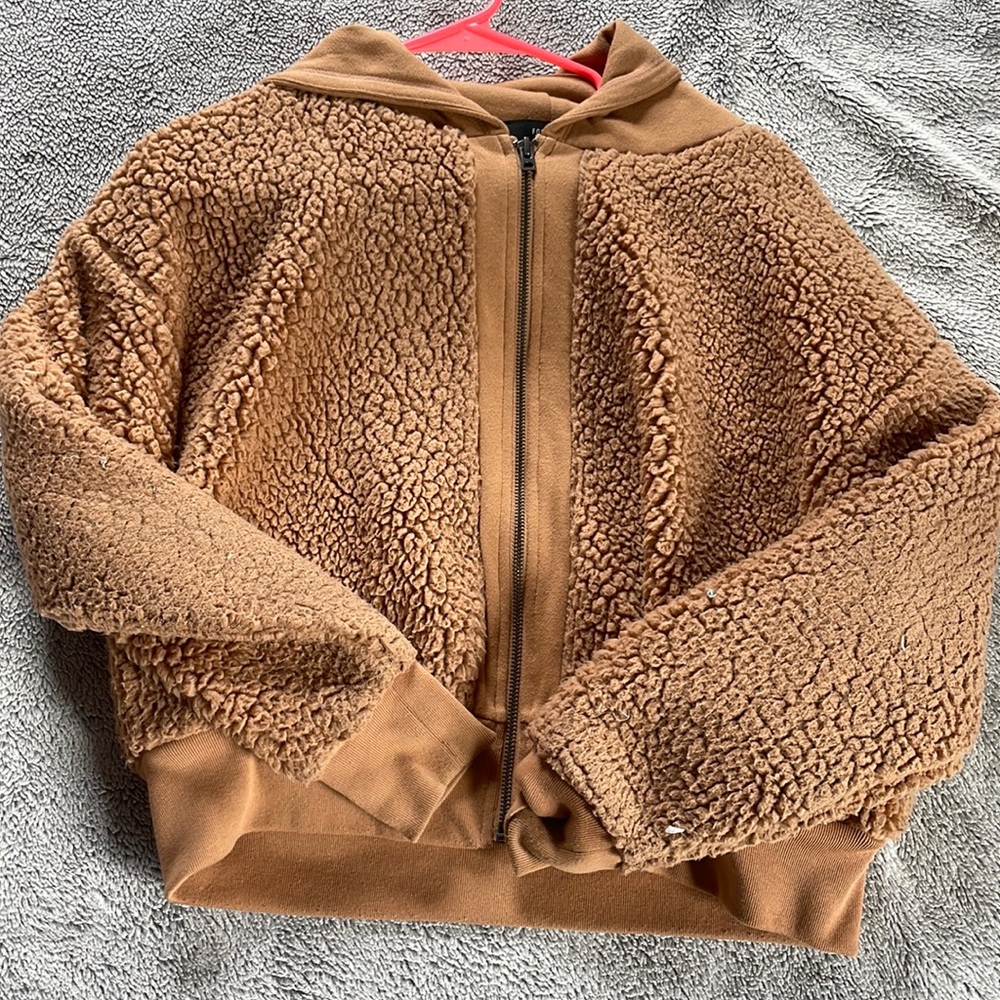 Forever 21 SIZE SMALL teddy jacket BROWN